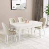 Almira Serisi, Beyaz 80x132 Açılabilir Mdf Mutfak Masası Takımı 4 Adet Sandalye