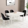 Almira Serisi, Beyaz 80x132 Açılabilir Mdf Mutfak Masası Takımı 4 Adet Sandalye