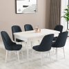 Almira Serisi, Beyaz 80x132 Açılabilir Mdf Mutfak Masası Takımı 6 Adet Sandalye