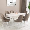 Almira Serisi, Beyaz 80x132 Açılabilir Mdf Mutfak Masası Takımı 6 Adet Sandalye
