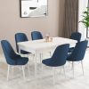 Almira Serisi, Beyaz 80x132 Açılabilir Mdf Mutfak Masası Takımı 6 Adet Sandalye