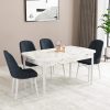 Almira Serisi, Beyaz Mermer Desen 80x132 Açılabilir Mdf Mutfak Masası Takımı 4 Adet Sandalye