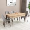 Almira Serisi, Meşe Desen 80x132 Açılabilir Mdf Mutfak Masası Takımı 4 Adet Sandalye
