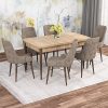 Zümra Serisi, Meşe Desen 80x132 Açılabilir Mdf Mutfak Masası Takımı 6 Adet Sandalye